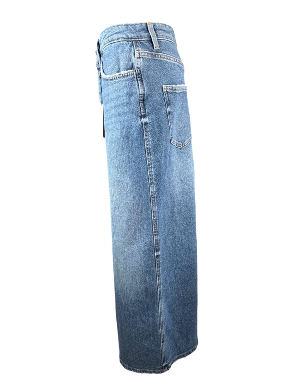 ZARA Button Fly Blue Denim Maxi Skirt with Front Slit. - Picture 5 of 13